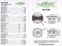 Sky High Car Audio C42 4" 2-Way Coaxial Speakers | Glass Fiber Cone + Pivoting Tweeter | 30W RMS (Pair)