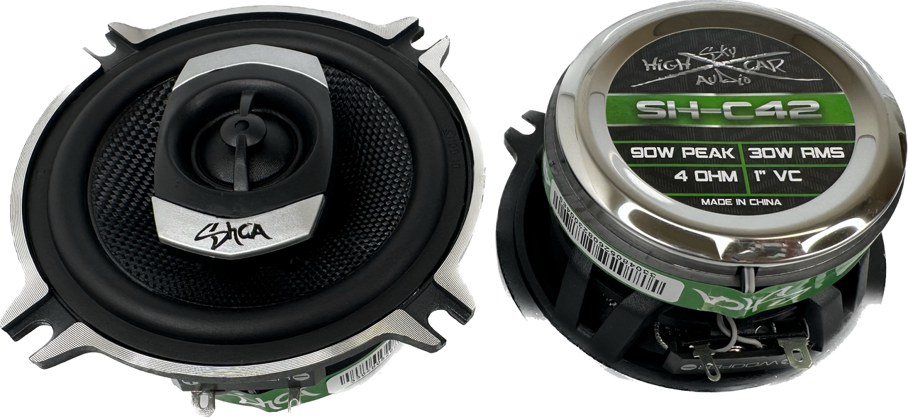 Sky High Car Audio C42 4" 2-Way Coaxial Speakers | Glass Fiber Cone + Pivoting Tweeter | 30W RMS (Pair)