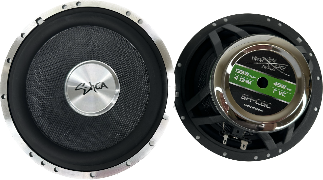Sky High Car Audio C6C 6.5" 2-Way Component Speakers | Glass Fiber Cone | 45W RMS (Pair w/ Crossovers)