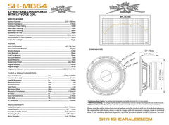 Sky High Car Audio Pro Audio MB64 6.5" Mid-Bass Loudspeaker w/ 1.5" Voice Coil (Single)