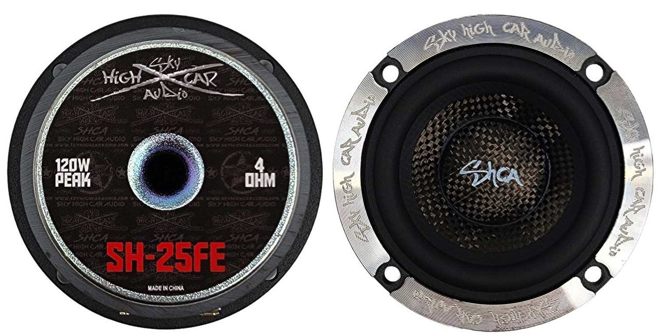 Sky High Car Audio SH-25FE 2.5" Loudspeaker Pair w/ Carbon Fiber Cone (2 Speakers)