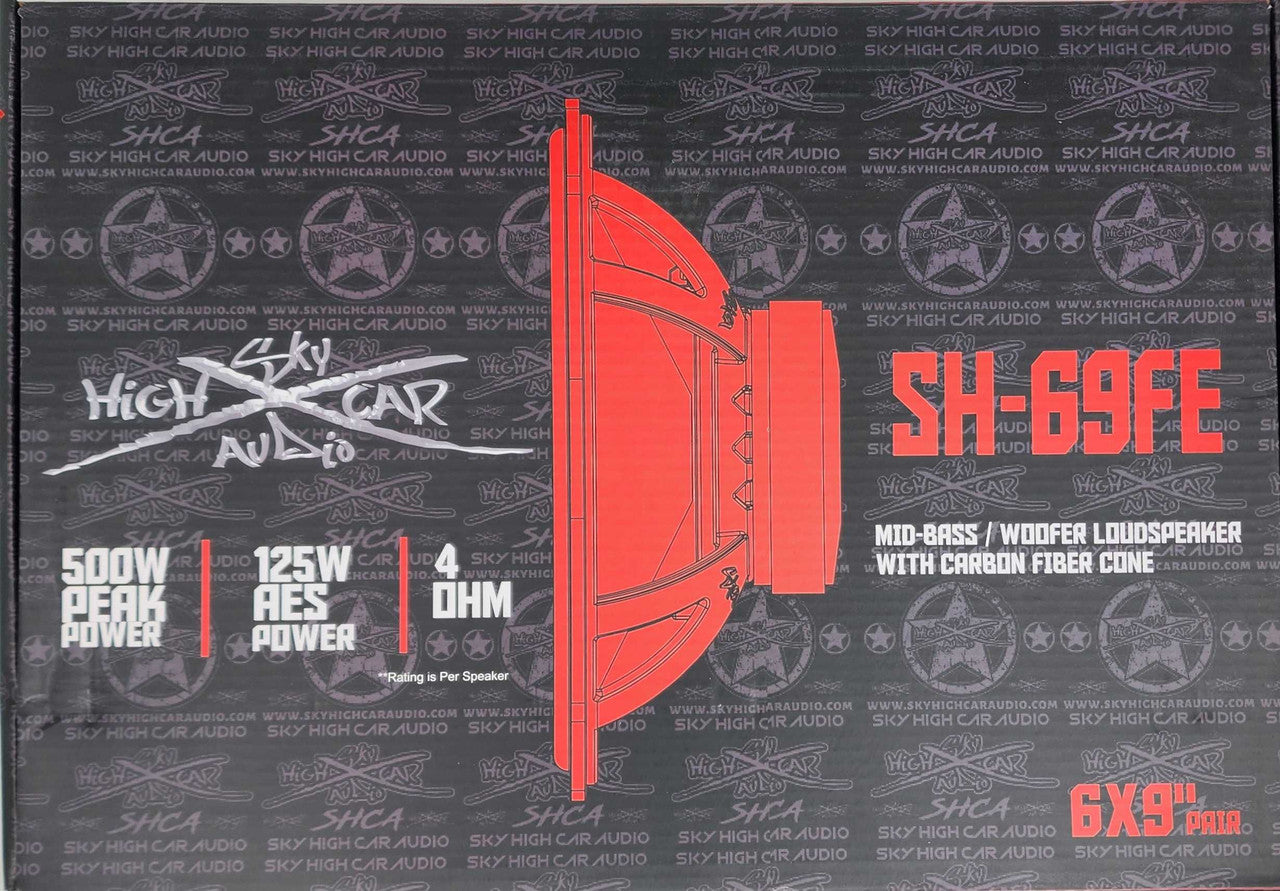 Sky High Car Audio SH-69FE 6x9" Mid Woofer Pair w/ Carbon Fiber Cone (2 Speakers)