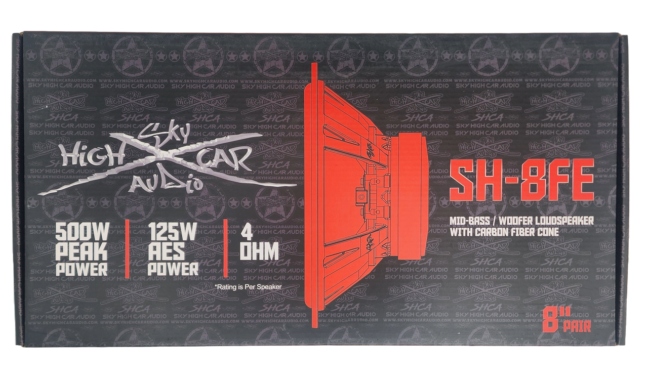 Sky High Car Audio SH-8FE 8" Mid Woofer Pair w/ Carbon Fiber Cone (2 Speakers)
