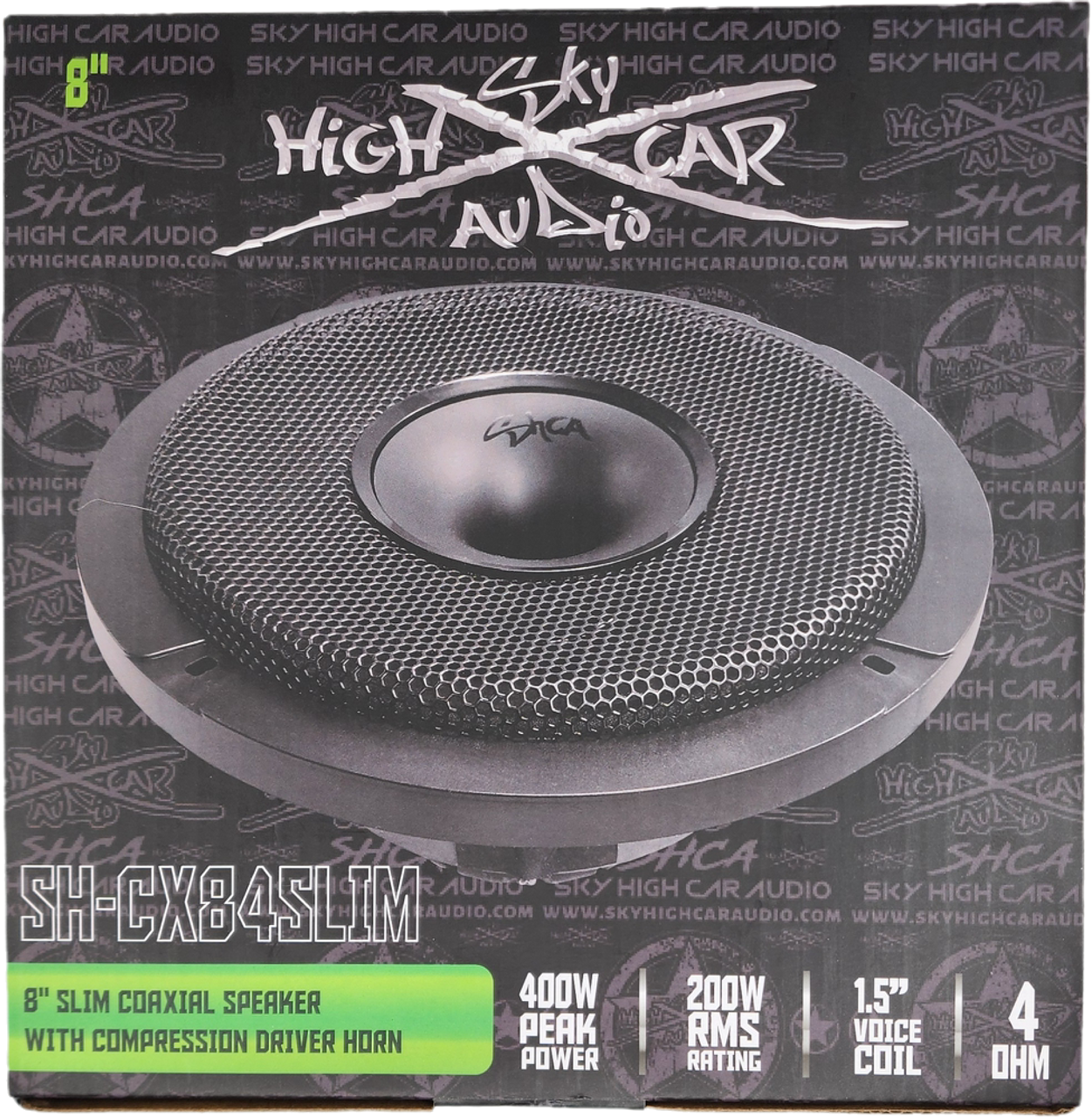 Sky High Car Audio SH-CX84SLIM 8" Slim Coaxial Speaker w/ Compression Driver Horn (Single)