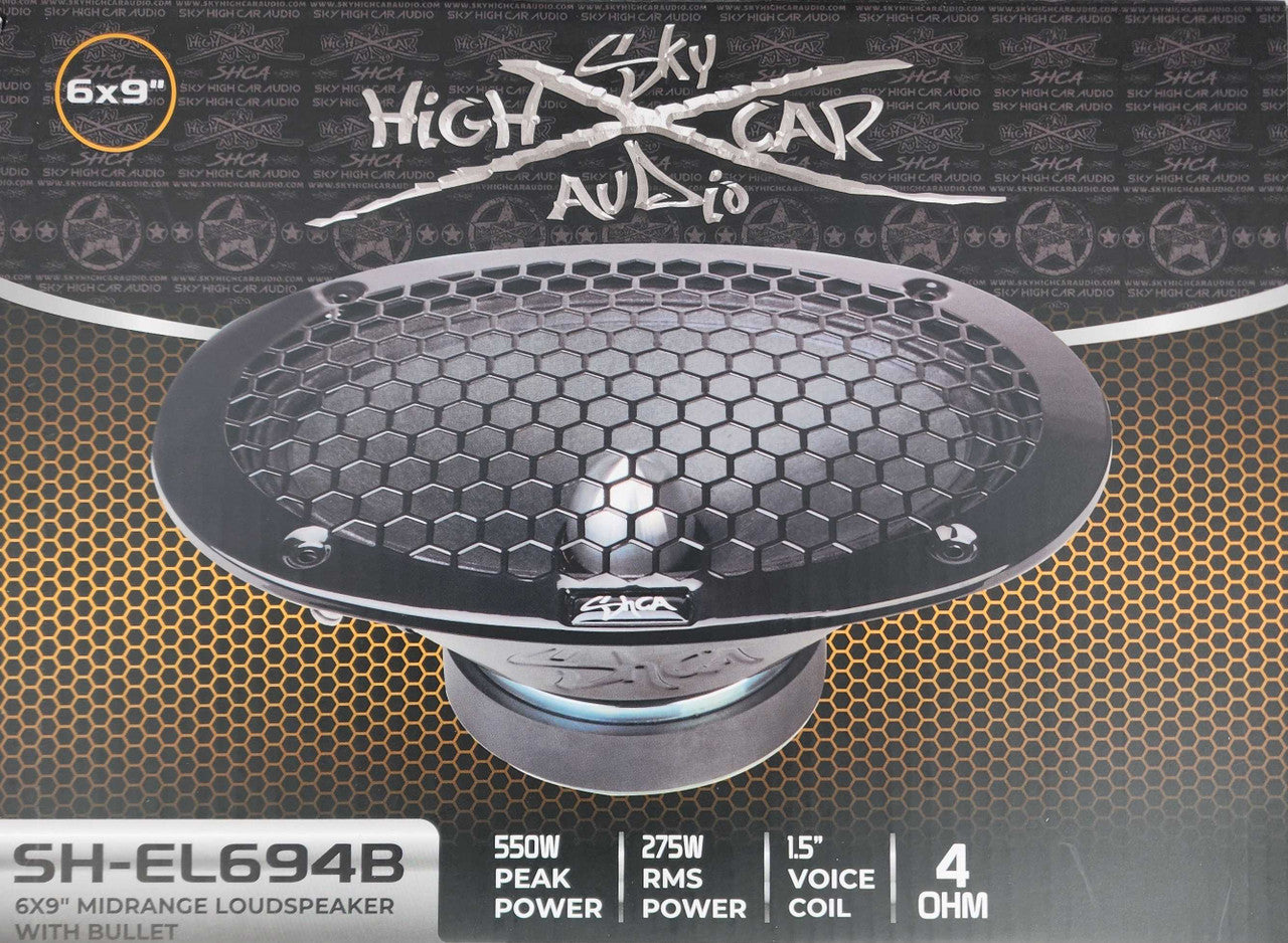 Sky High Car Audio SH-EL694B 6x9" Midrange Loudspeaker w/ Aluminum Bullet (Single)