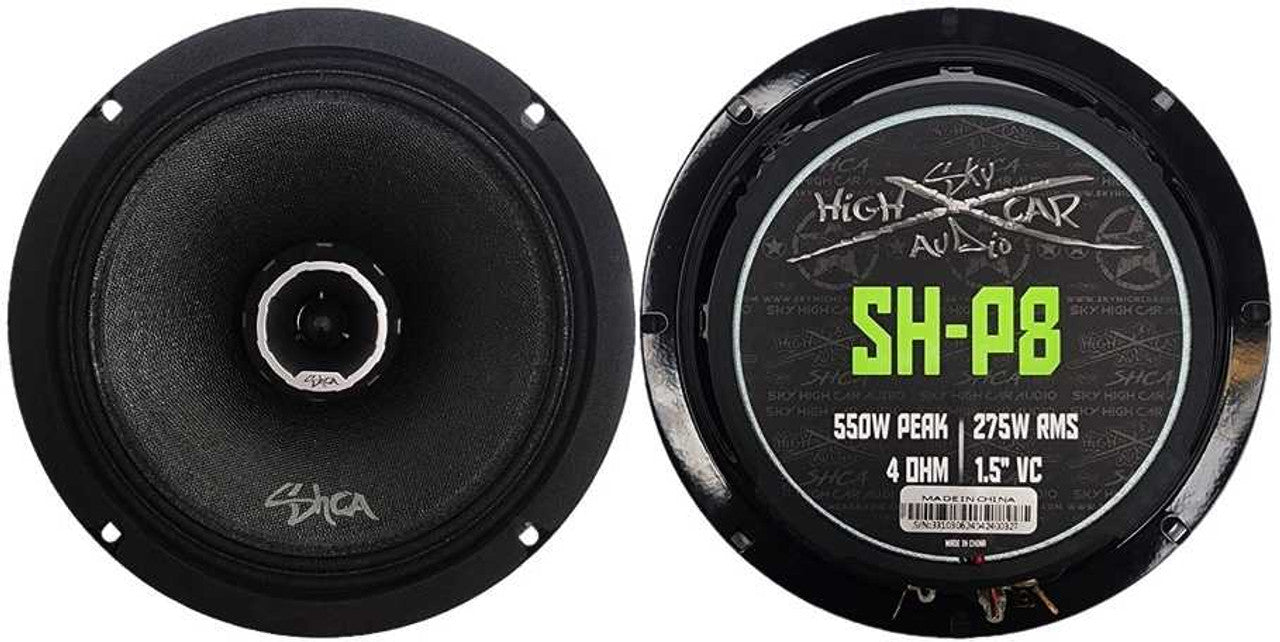 Sky High Car Audio SH-P8 8" Coaxial Midrange Loudspeaker w/ 1" Bullet Tweeter (Single)