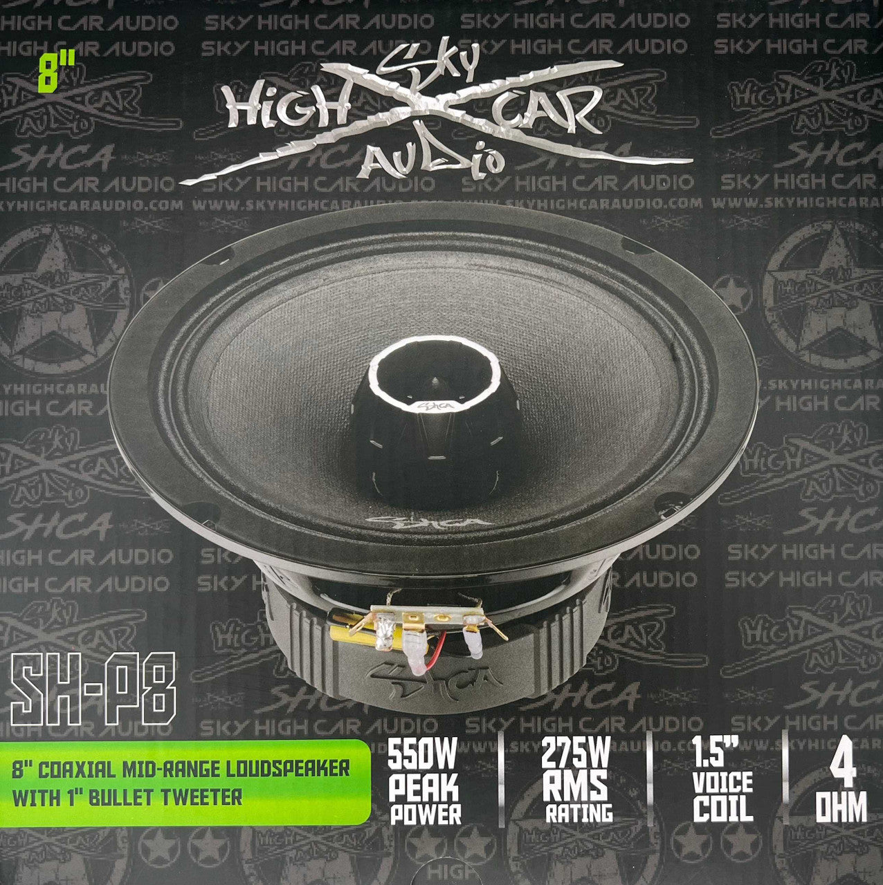 Sky High Car Audio SH-P8 8" Coaxial Midrange Loudspeaker w/ 1" Bullet Tweeter (Single)