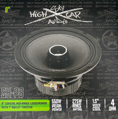 Sky High Car Audio SH-P8 8" Coaxial Midrange Loudspeaker w/ 1" Bullet Tweeter (Single)
