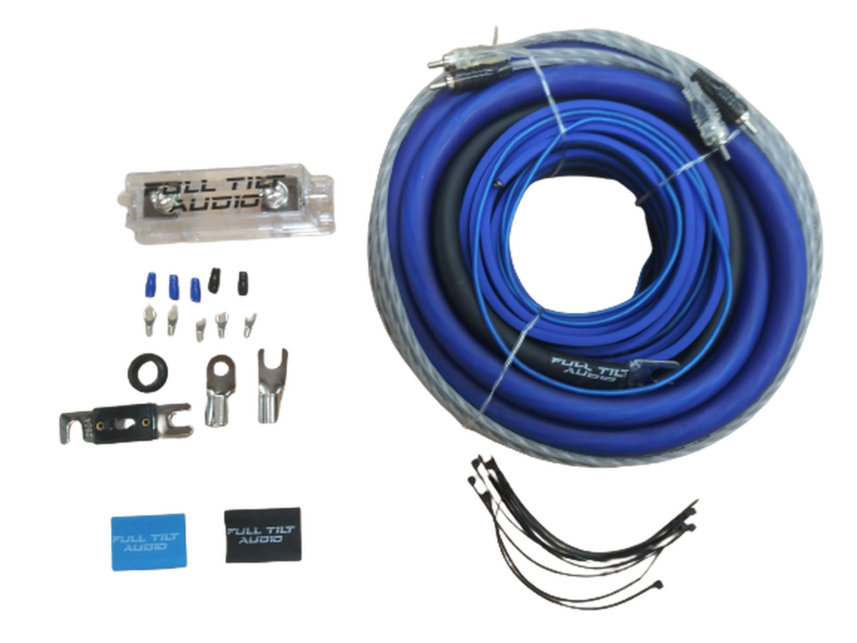 Full Tilt 1/0 Gauge AWG Blue/Black Amplifier/Amp Wire Kit Droppin HZ