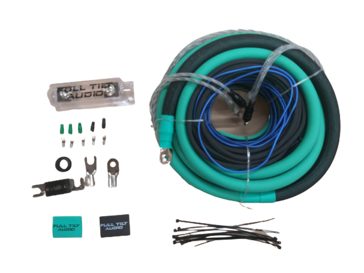 Full Tilt 1/0 Gauge AWG Teal/Black Amplifier/Amp Wire Kit Droppin HZ
