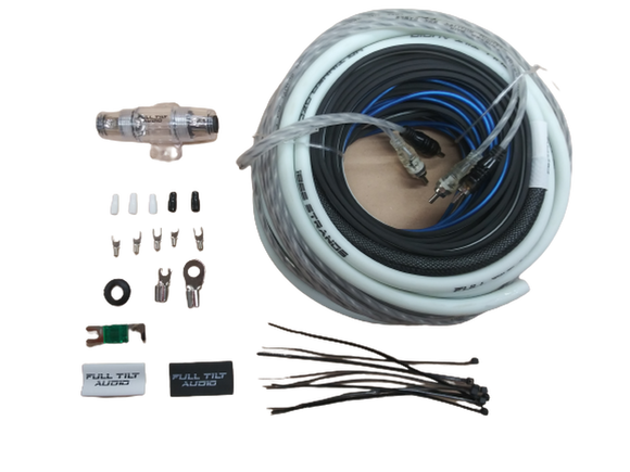 Full Tilt 4ga Gauge AWG White/Black Amplifier/Amp Wire Kit