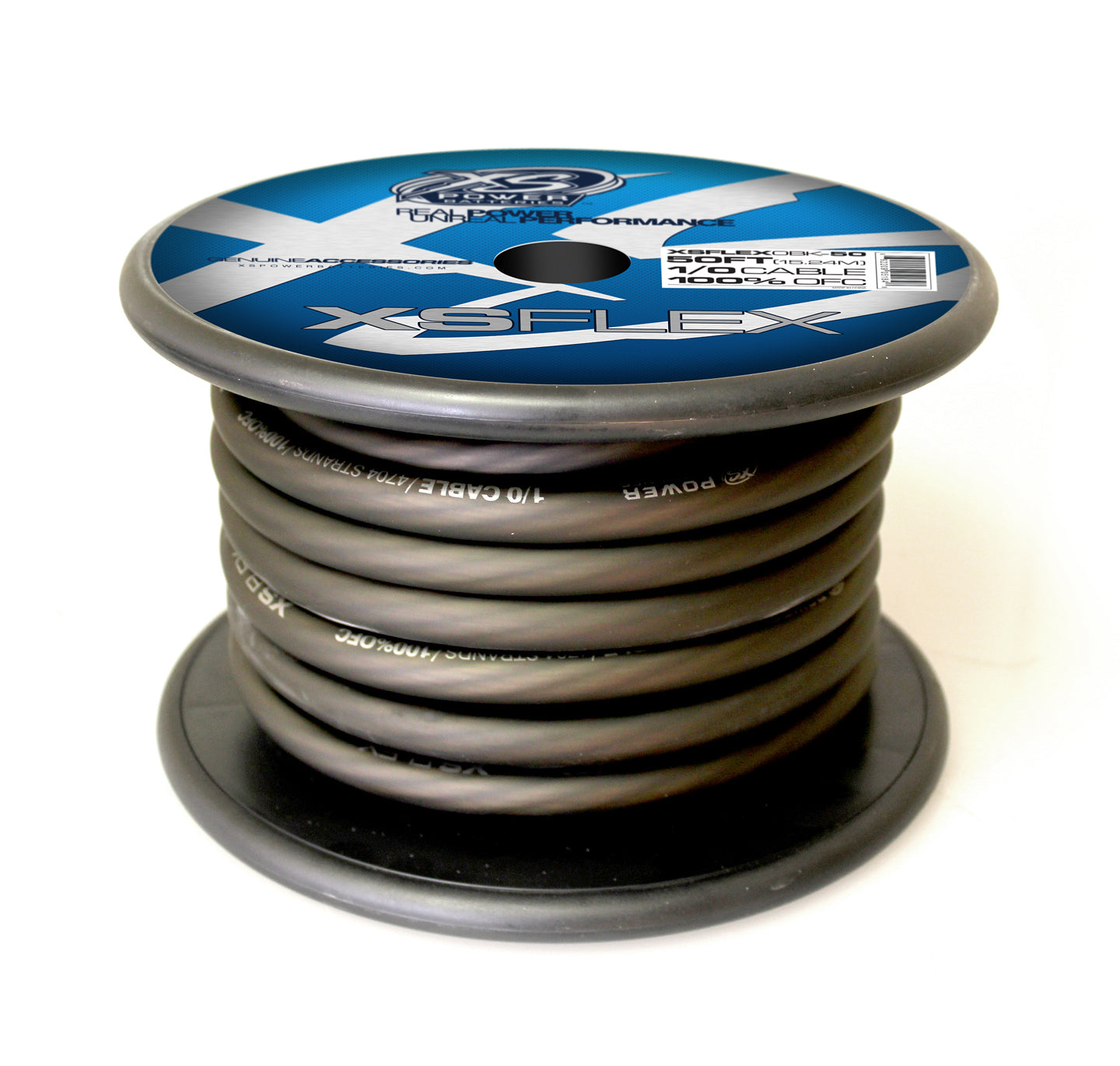 50 Feet XS Power 1/0 OFC 4704 Stand Count Tinned Oxygen Free Copper- BLACK
