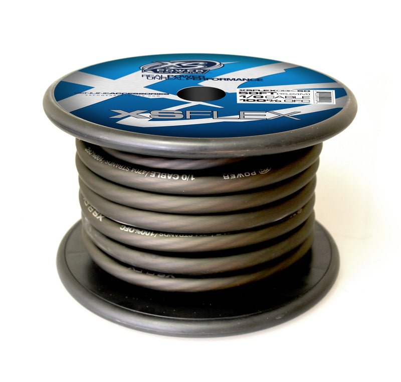 50 Feet XS Power 1/0 OFC 4704 Stand Count Tinned Oxygen Free Copper- BLACK