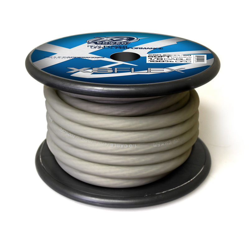 50 Feet XS Power 1/0 OFC 4704 Stand Count Tinned Oxygen Free Copper- CLEAR