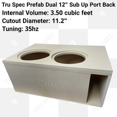 TRU SPEC Prefab Dual 12" Sub Up Port Back Subwoofer Enclosure