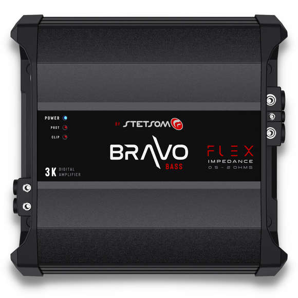 Stetsom Bravo BASS Flex 3K Mono Class D Car Audio Amplifier, Automatic Impedance System 0.5 to 2 Ohms