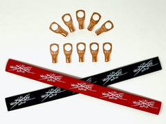 Sky High Car Audio 8 Gauge Copper Ring Terminals (3/8" hole) w/ Heat Shrink Tubing - 10 Pack