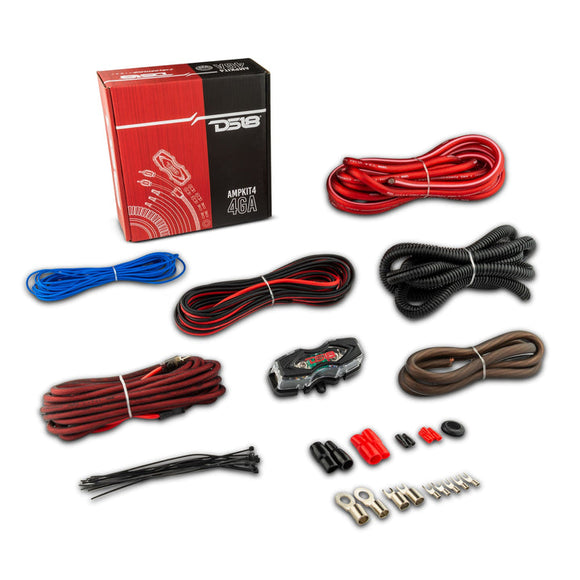 DS18 AMPKIT4 4-GA Amplifier Installation Kit -Red