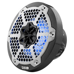 DS18 CF-65 HYDRO 6.5" 2-Way Marine Speakers with Integrated RGB LED Lights 375 Watts Black Carbon Fiber (Pair)