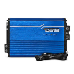 DS18 FRP Compact Full-Range Class D 1-Channel Amplifier 2,500 Watts Rms @ 1-ohm Red Blue