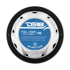 DS18 NXL-10 10" 2-Way Coaxial Marine Speaker With LED RGB Lights 200 Watts Rms 4-Ohm -White