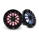 DS18 HYDRO NXL-8/BK 8" 2-Way Marine Speakers with Integrated RGB LED Lights 375 Watts Matte Black (Pair)