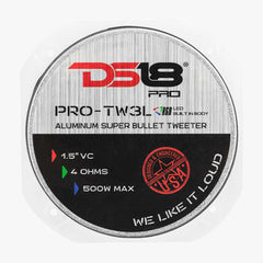 DS18 PRO-TW3L 4" Super Bullet Tweeter with RGB LED Lights 500 Watts 1.5" Aluminum 4-Ohm Vc