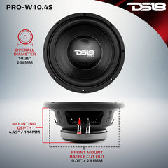 DS18 PRO-W10.4S – 10” Water-Resistant Motorcycle & Powersports Woofer 700W 4-Ohm SVC