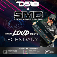 SMD 5-Channel Amplifier with VM-1 Voltmeter and Digital LED Lights 4 x 250W at 2-Ohm Class AB + 1 x 1800W at 1-Ohm Class D - Steve Meade Designs