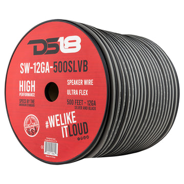 DS18 SW-12GA-500SLVB 12-GA Speaker Wire 500 Feet -Silver and Black