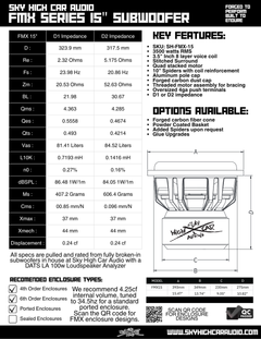 Sky High Car Audio FMX Series 15" Subwoofer