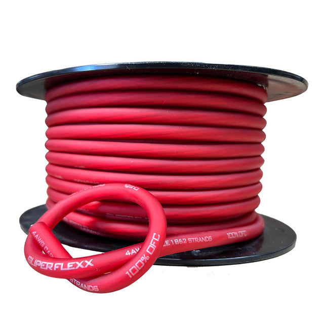 Down4Sound 4ga Tinned OFC Wire RED- BY THE FOOT