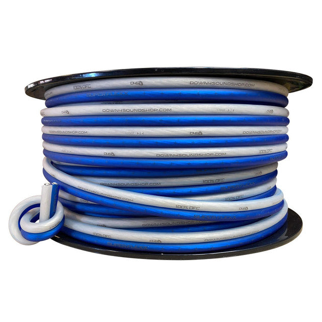 Down4Sound 8ga Tinned OFC Speaker Wire BLUE/CLEAR- BY THE FOOT