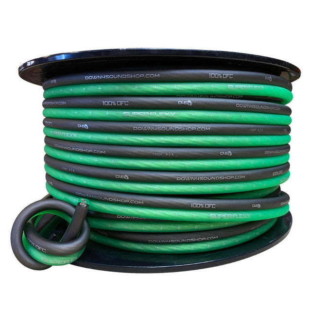 Down4Sound 8ga Tinned OFC Speaker Wire GREEN/BLACK- BY THE FOOT