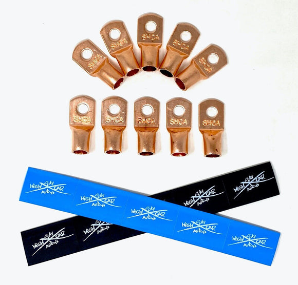 Sky High Car Audio 1/0 Lug Pack of 10 W/Heat Shrink Droppin HZ Car Audio