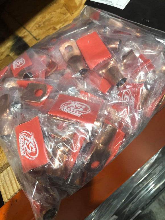 XS Power 1/0 Copper Ring Terminal Lugs Pack of 10 Red/Black HS