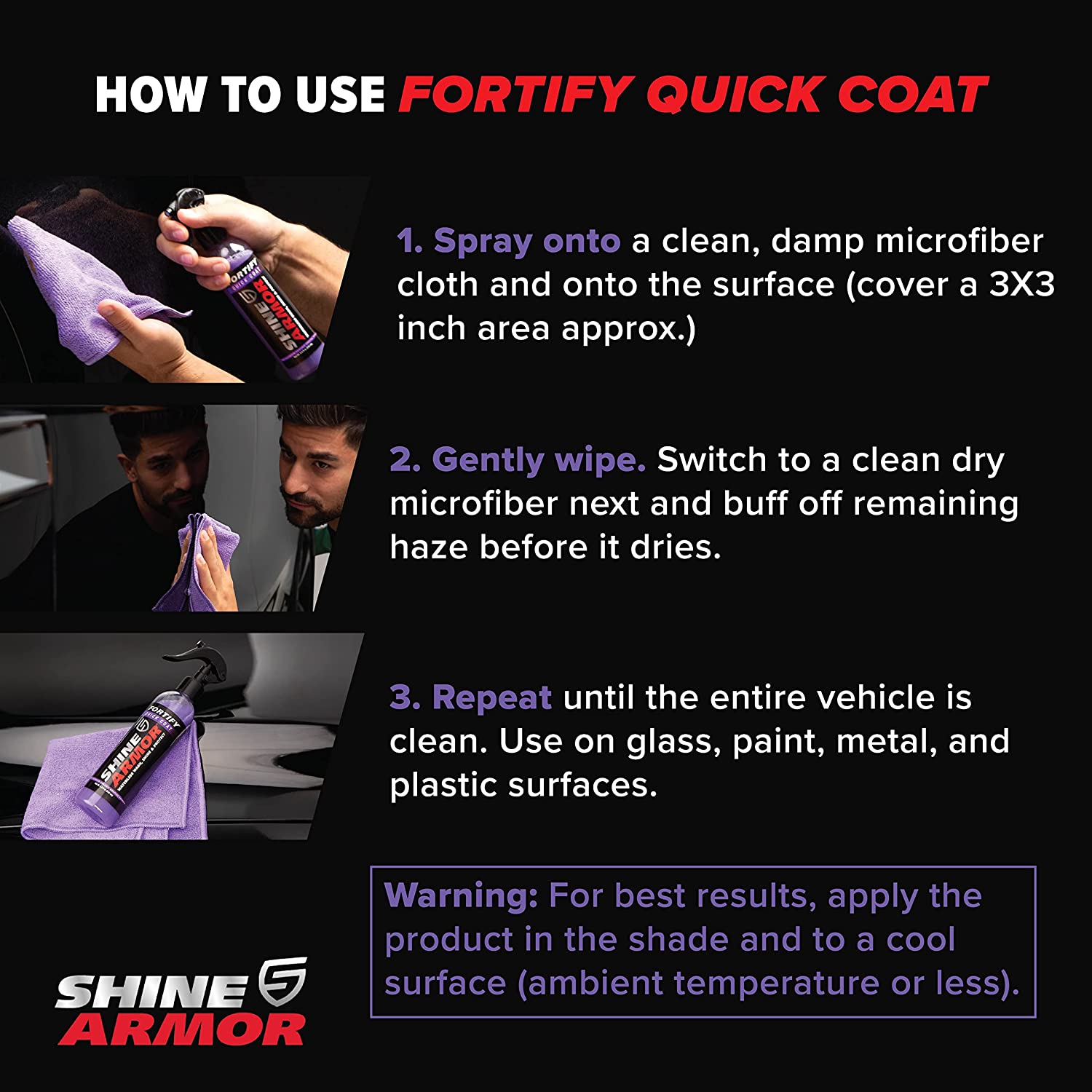 SHINE ARMOR Ceramic Coating Fortify Quick Coat Car Wax Polish Spray  Waterless