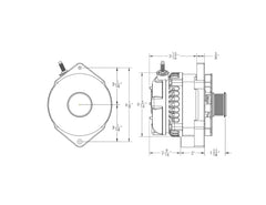 S Series "one-wire" 240 Amp Alternator with 6.15" Bolt Pattern - POLISHED w/ March Pulley