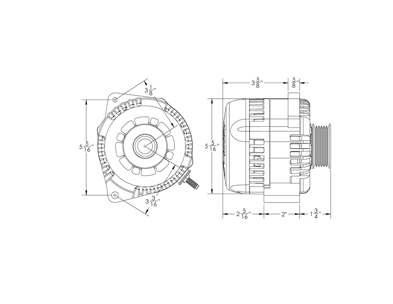 S Series 170A racing alt - replaces L mount CS130 - POLISHED FINISH