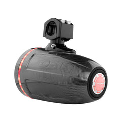 DS18 HYDRO CF-X6TPNEO 6.5" Marine Water Resistant Wakeboard Tower Neodymium Speaker with Built-in passive Radiator Bass Enhancer, 1" Driver and RGB LED Light 450 Watts - Black Carbon Fiber