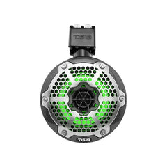 DS18 HYDRO CF-X6TPNEO 6.5" Marine Water Resistant Wakeboard Tower Neodymium Speaker with Built-in passive Radiator Bass Enhancer, 1" Driver and RGB LED Light 450 Watts - Black Carbon Fiber