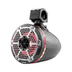 DS18 HYDRO CF-X6TPNEO 6.5" Marine Water Resistant Wakeboard Tower Neodymium Speaker with Built-in passive Radiator Bass Enhancer, 1" Driver and RGB LED Light 450 Watts - Black Carbon Fiber