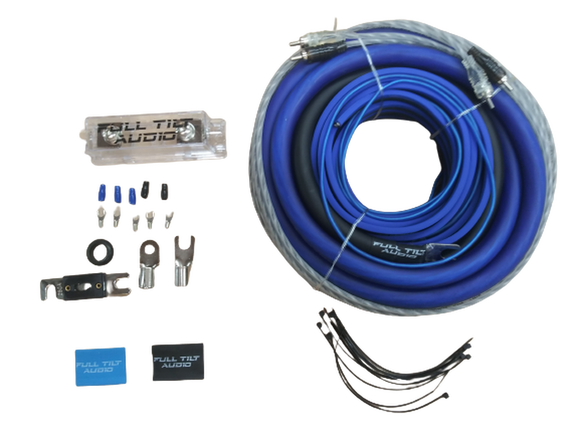 Full Tilt 1/0 Gauge AWG Blue/Black Amplifier/Amp Wire Kit