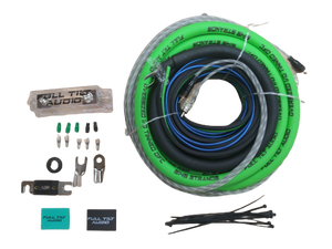 Full Tilt 1/0 Gauge AWG Green/Black Amplifier/Amp Wire Kit