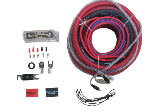 Full Tilt 1/0 Gauge AWG Red/Black Amplifier/Amp Wire Kit