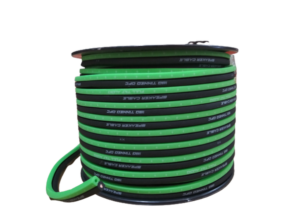 FULL TILT 16 GAUGE LIME GREEN/BLACK 100' TINNED OFC OXYGEN FREE COPPER SPEAKER WIRE