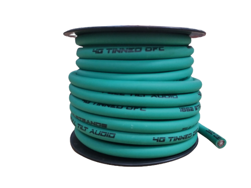 FULL TILT 4 GAUGE TEAL 50' TINNED OFC OXYGEN FREE COPPER POWER/GROUND CABLE/WIRE