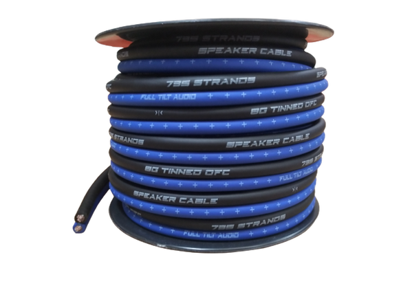 FULL TILT 8 GAUGE BLUE/BLACK 50' TINNED OFC OXYGEN FREE COPPER SPEAKER WIRE