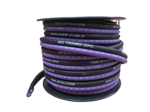 FULL TILT 8 GAUGE PURPLE/BLACK 50' TINNED OFC OXYGEN FREE COPPER SPEAKER WIRE