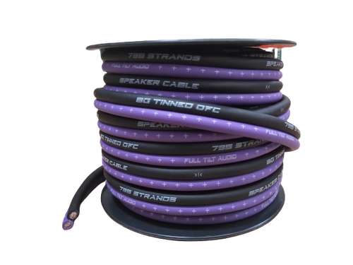 FULL TILT 8 GAUGE PURPLE/BLACK 50' TINNED OFC OXYGEN FREE COPPER SPEAKER WIRE